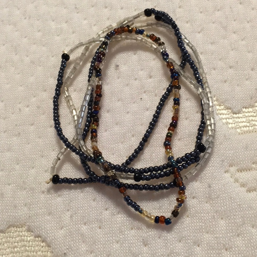 Multiple Strand Bracelet, HANDMADE, Black ,clear, golden,brown FUN TO WEAR!